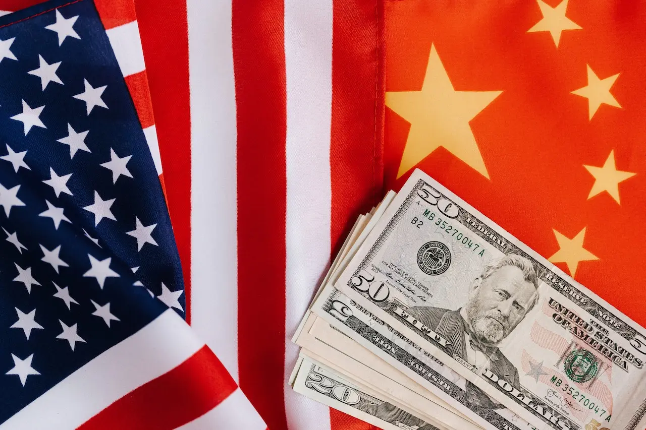 Bandeira da china e dos EUA
