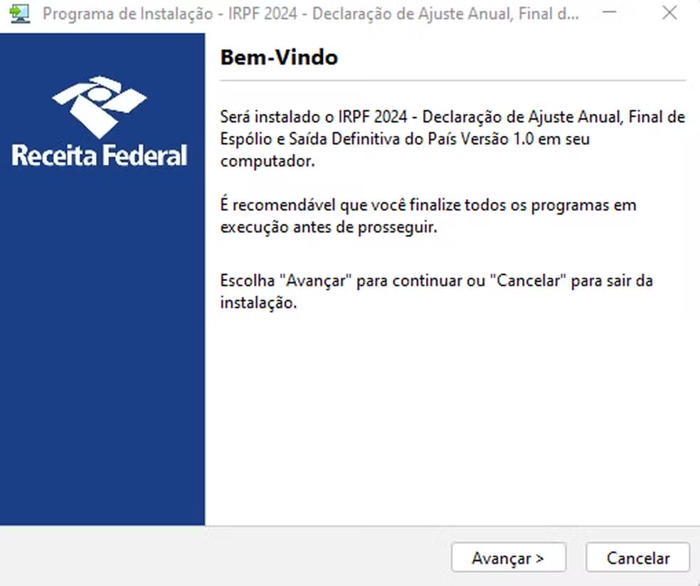 Print da tela de como baixar o programa da receita